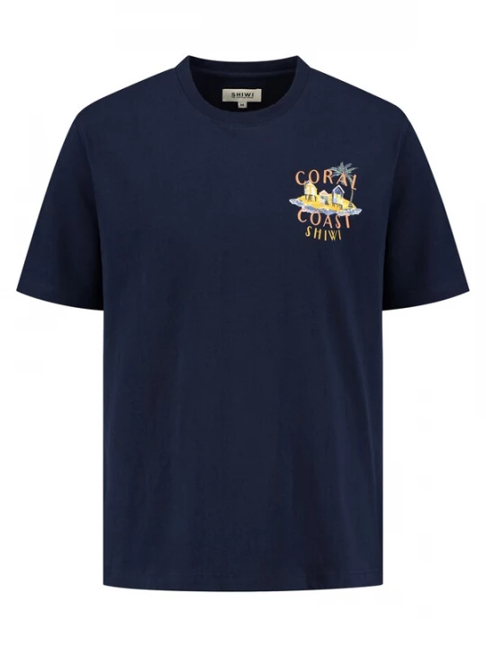 Foto van product Shiwi Shirt 'Finn Coral Coast' navy / geel / oranje