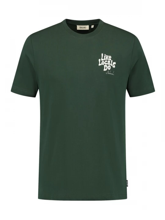 Foto van product Shiwi Shirt 'Liam Like Locals Do' donkergroen / wit