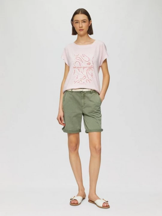 Foto van product Short met gevlochten riem en garment dye s.Oliver olijfgroen