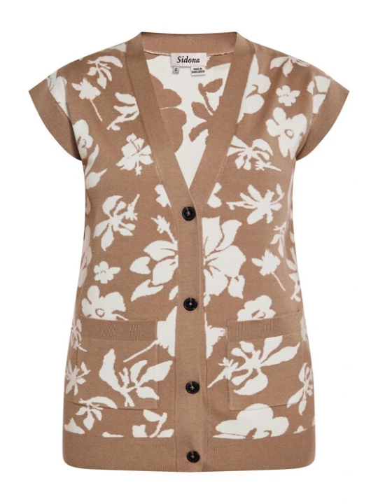 Foto van product Sidona Gebreid vest bruin / wolwit