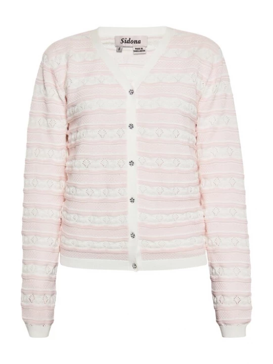 Foto van product Sidona Gebreid vest rosa / wit