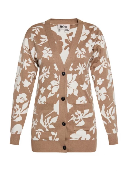 Foto van product Sidona Gebreid vest taupe / wolwit