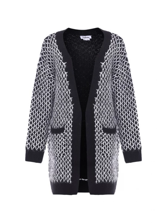 Foto van product Sidona Gebreid vest zwart / wit