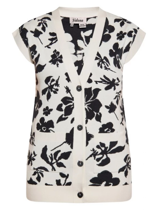 Foto van product Sidona Gebreid vest zwart / wolwit