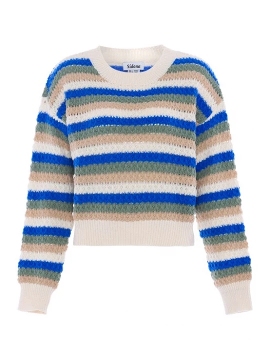 Foto van product Sidona Trui camel / blauw / jade groen / offwhite