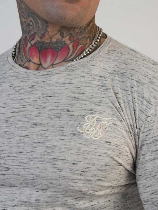 Foto van product SikSilk Shirt 'Marl' grijs gemêleerd / wit