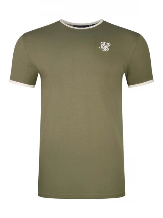 Foto van product SikSilk Shirt 'Ringer' ecru / kaki