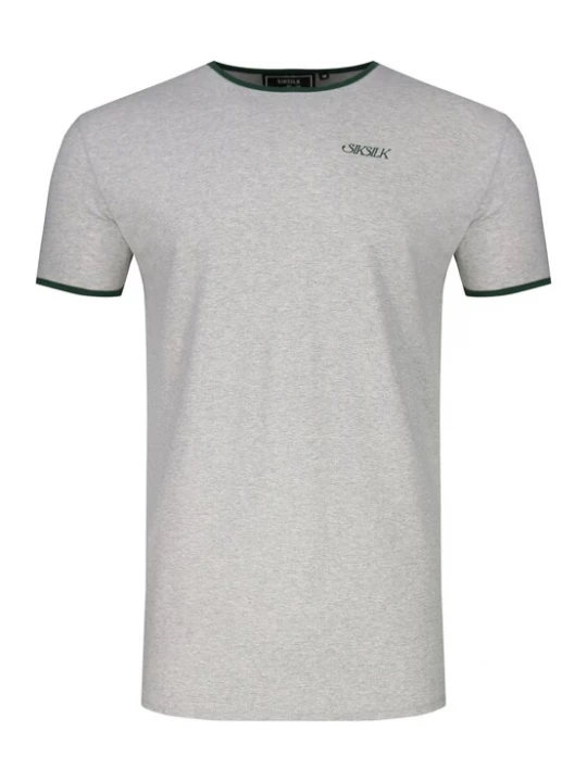 Foto van product SikSilk Shirt 'Ringer' grijs gemêleerd / groen