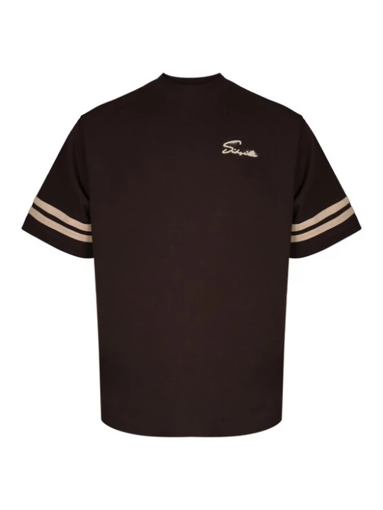 Foto van product SikSilk Shirt 'Script' cognac / donkerbruin