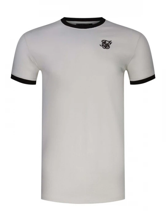 Foto van product SikSilk Shirt 'Stripe Ringer' ecru / zwart