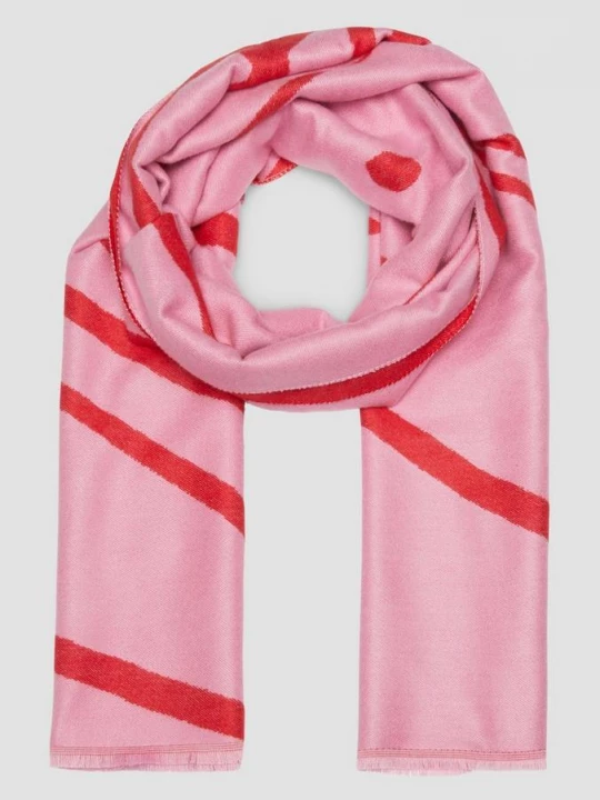 Foto van product Sjaal met twee gezichten en franjes s.Oliver roze
