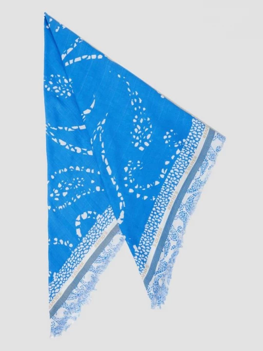Foto van product Sjaal van viscosemix met kunstwerk s.Oliver blauw