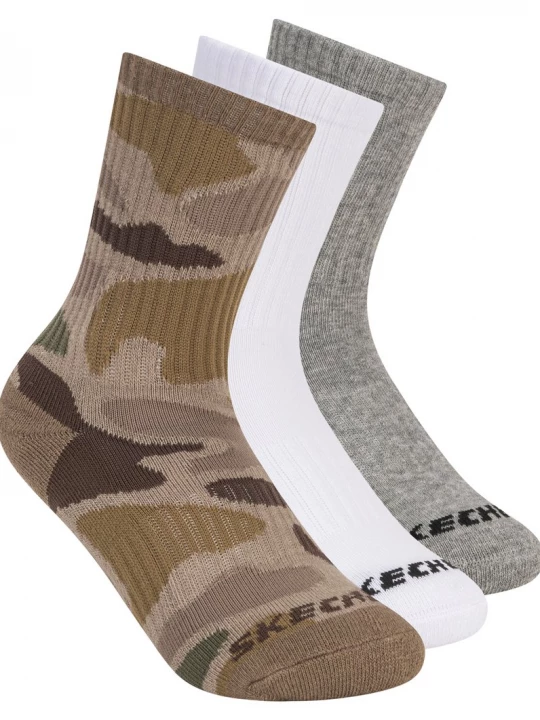 Foto van product Skechers 3 Pack Boys' Crew Camosokken CM Camouflage, Maat Medium