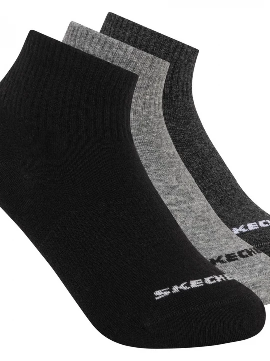Foto van product Skechers 3 Pack Boys' Quarter Crew Cottonsokken CM Zwart / Grijs, Maat Medium