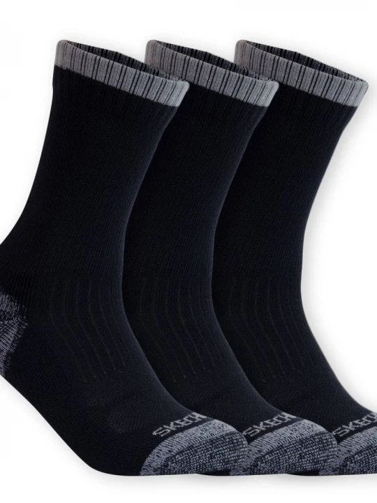 Foto van product Skechers 3 Pack Half Terry Work Crewsokken CM Zwart / Grijs