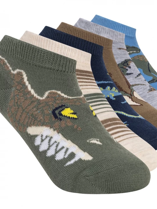 Foto van product Skechers 6 Pack Boys' Dinosokken CM Olijf, Maat Small