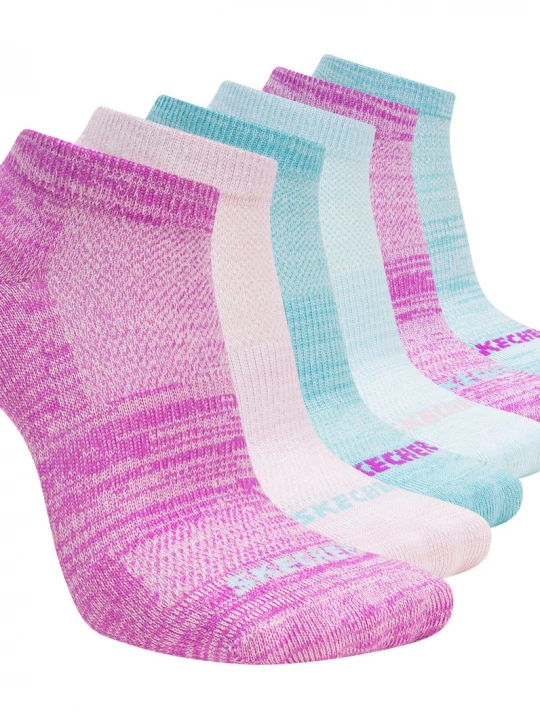 Foto van product Skechers 6 Pack Girls' Low Cut Color Stripesokken CM Purper / Teal, Maat Small