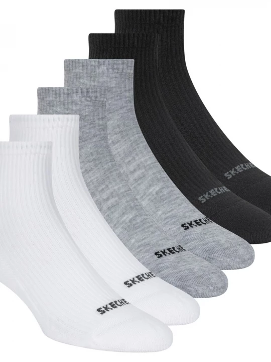 Foto van product Skechers 6 Pack Quarter Crewsokken CM Wit / Zwart, Maat Medium