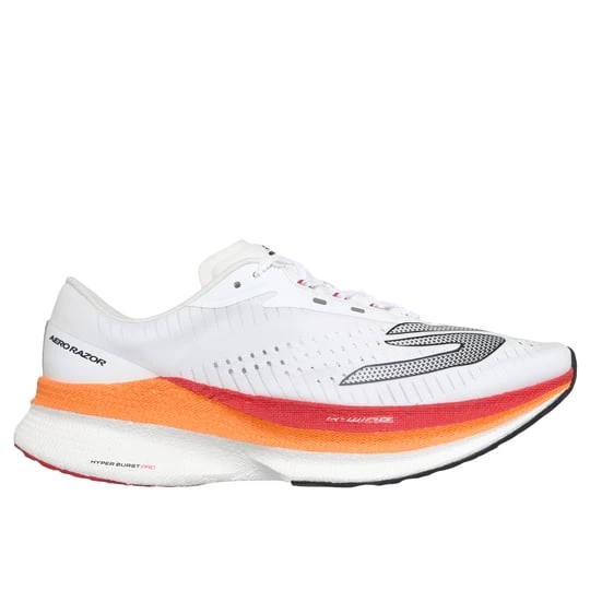Foto van product Skechers Aero Razor Sneaker CM Wit / Zwart / Oranje, Vegan, Mag in de wasmachine, Arch Fit, Hyper Burst