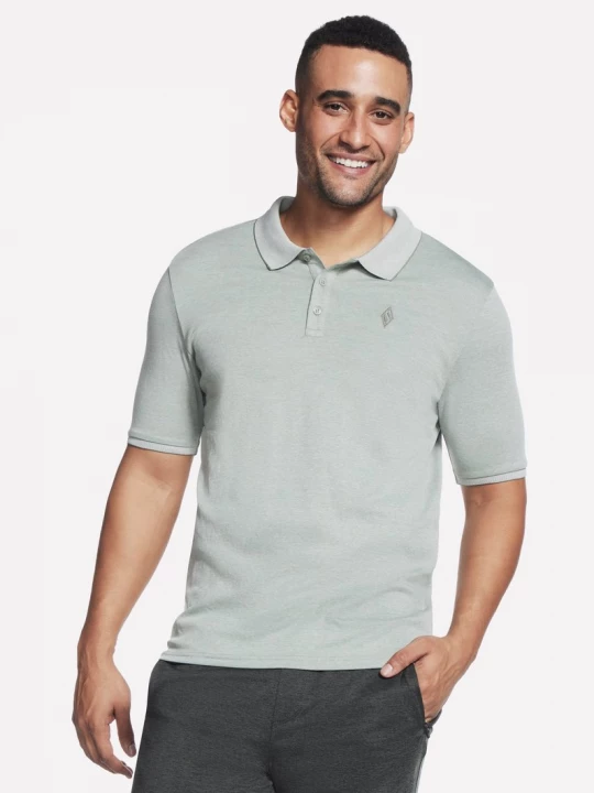 Foto van product Skechers Apparel Off Duty Polo T-shirt Shirt CM Licht Grijs / Groente, Maat Small