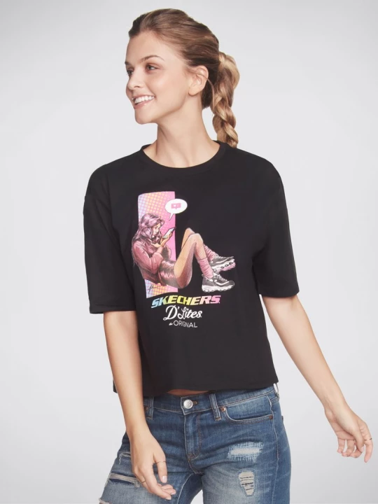 Foto van product Skechers D'Lites Cell Girl Cropped shirt CM Zwart, Maat Medium