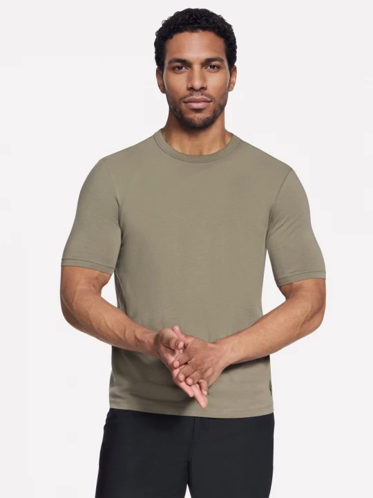 Foto van product Skechers GO DRI Pima Crew Top CM Olijf / Grijs, Maat Small