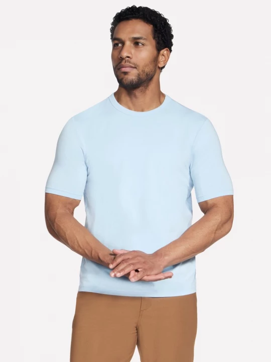 Foto van product Skechers GO DRI Pima Crew Top CM Wit / Blauw / Oranje, Maat Small