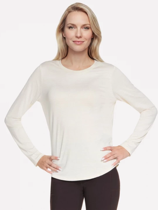 Foto van product Skechers GO DRI Swift Stripe Long Sleeve Crew Top CM Off White / Mauve