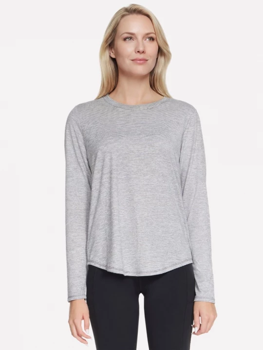 Foto van product Skechers GO DRI Swift Stripe Long Sleeve Crew Top CM Zwart