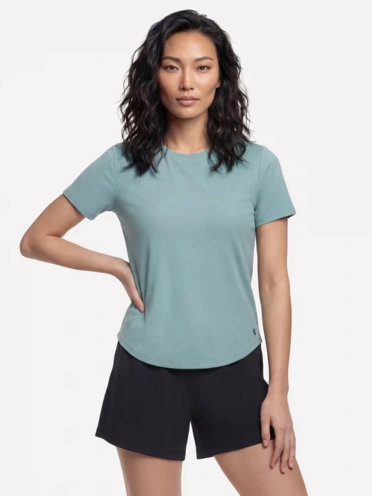Foto van product Skechers GO WALK Luxe Rib T-shirt CM Licht Grijs / Turkoois