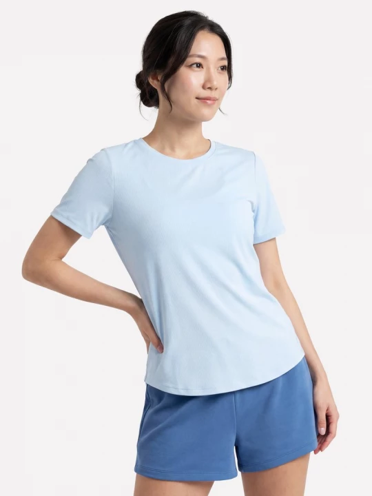 Foto van product Skechers GO WALK Luxe Rib T-shirt CM Sil / Wit / Blauw