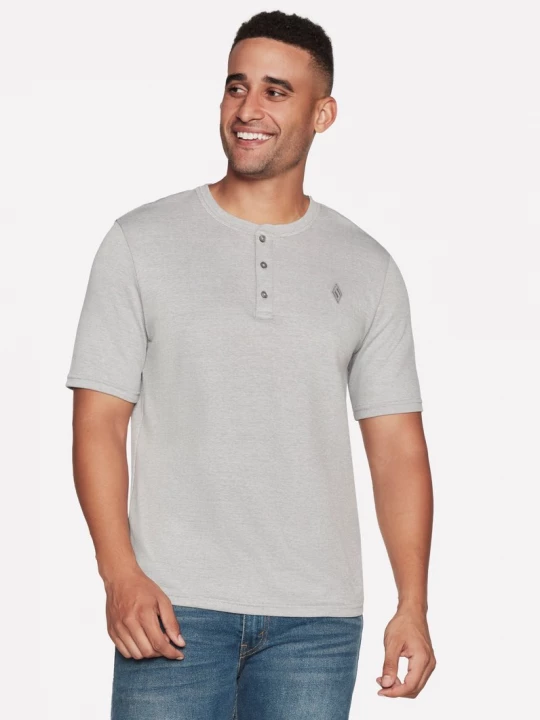Foto van product Skechers GOKNIT Pique short Sleeve Henley Top CM Licht Grijs, Maat Small