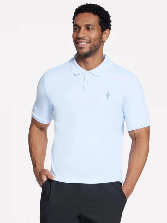 Foto van product Skechers Off Duty Polo CM Wit / Blauw / Oranje, Maat Small
