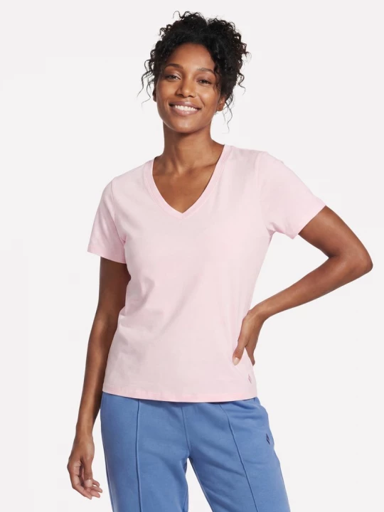 Foto van product Skechers Pima V-Neck T-shirt CM Wit / Roze
