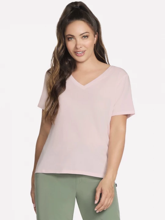 Foto van product Skechers Pima V-Neck T-shirt CM Wit / Roze