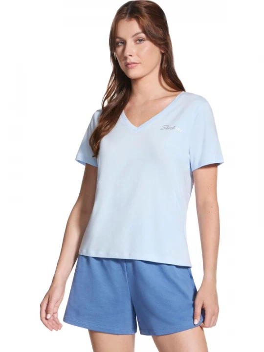 Foto van product SKECHERS Shirt 'Skechers Signature V-Neck Tee' blauw