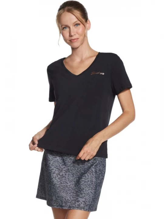 Foto van product SKECHERS Shirt 'Skechers Signature V-Neck Tee' zwart