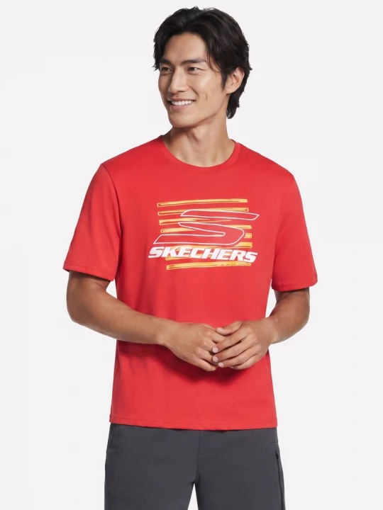 Foto van product Skechers Split T-shirt CM Rood / Bruin, Maat Small