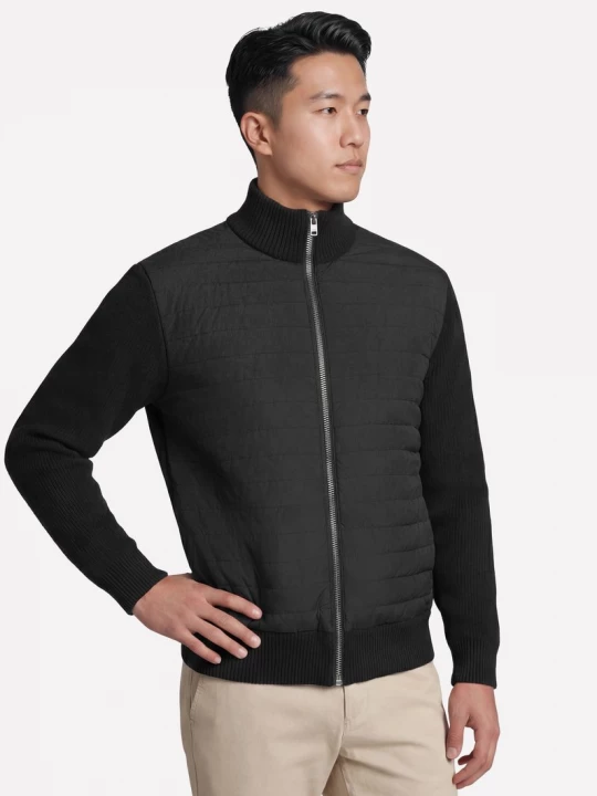 Foto van product Skechers The Hoodless hoodie Cozy Fit Knit Hybrid jack CM Zwart, Maat Small