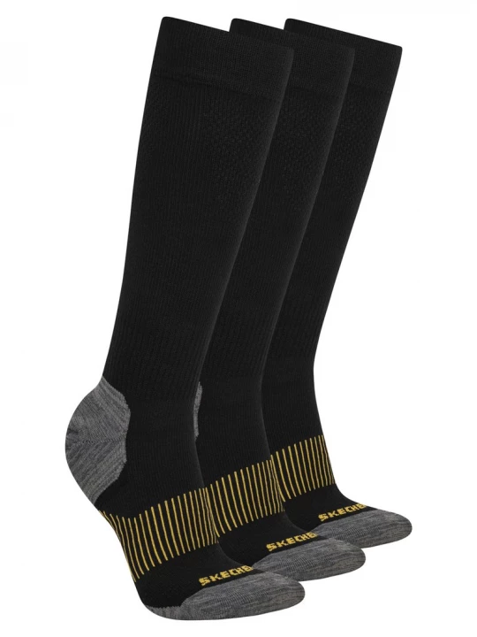 Foto van product Skechers Work: 3 Pack Woheren's Over Calf Compressionsokken CM Zwart, Maat Medium