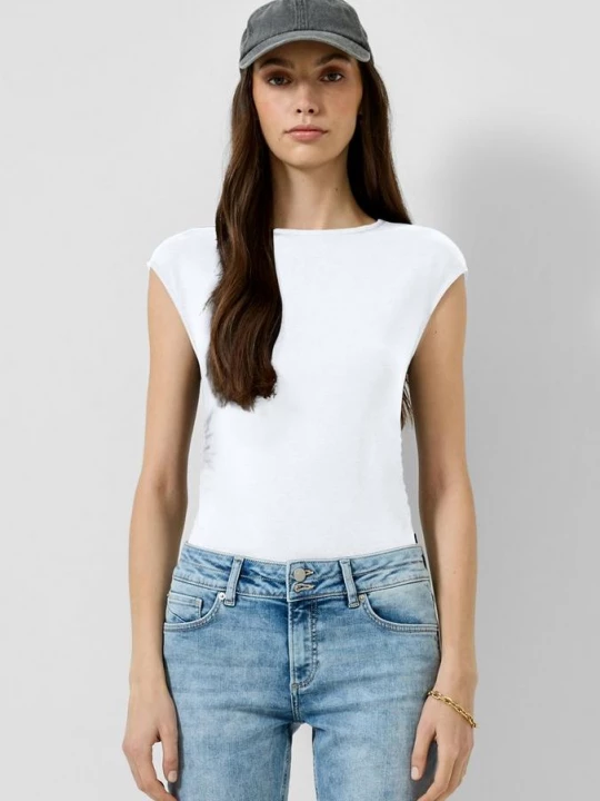 Foto van product Slank T-shirt met rimpels QS wit