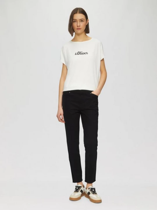 Foto van product Slim fit enkelbroek van katoensateen s.Oliver zwart