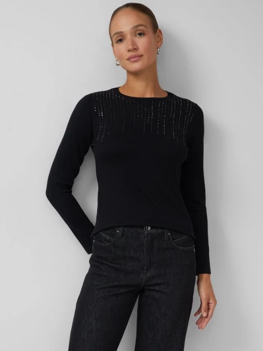 Foto van product Slim fit fijn gebreide trui met edelstenen s.Oliver zwart