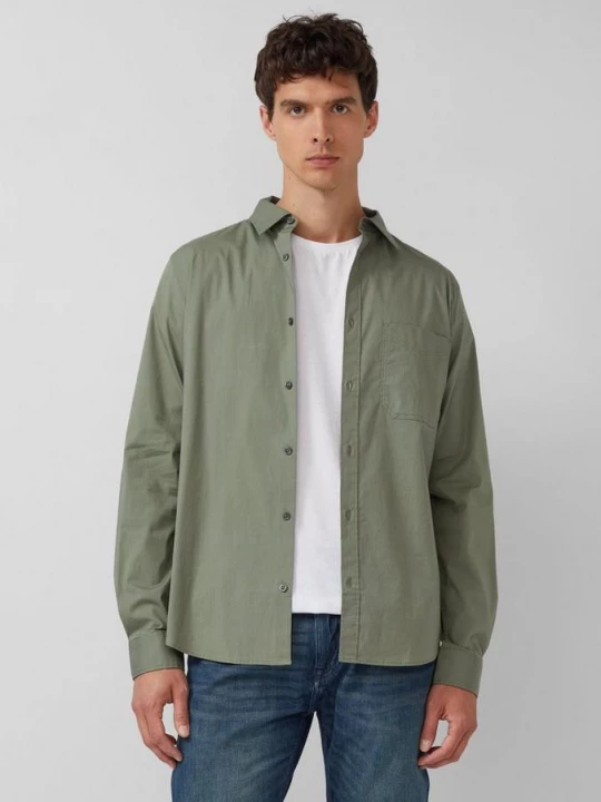 Foto van product Slim fit: gedessineerd overhemd met Kent-kraag s.Oliver olijfgroen