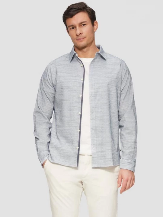 Foto van product Slim fit: gestructureerd overhemd met kentkraag s.Oliver blauw