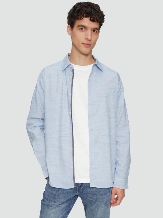 Foto van product Slim fit: gestructureerd overhemd met kentkraag s.Oliver blauw