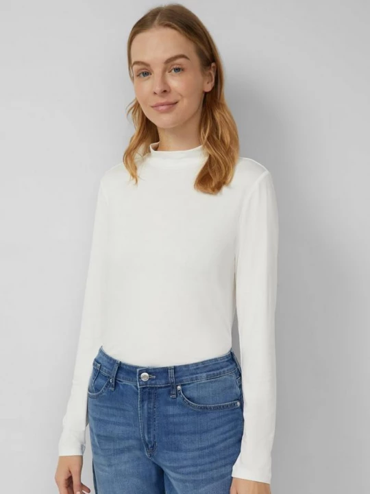 Foto van product Slim fit jersey overhemd met opstaande kraag s.Oliver crème