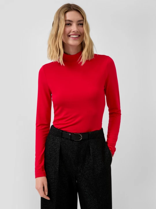 Foto van product Slim fit jersey overhemd met opstaande kraag s.Oliver rood