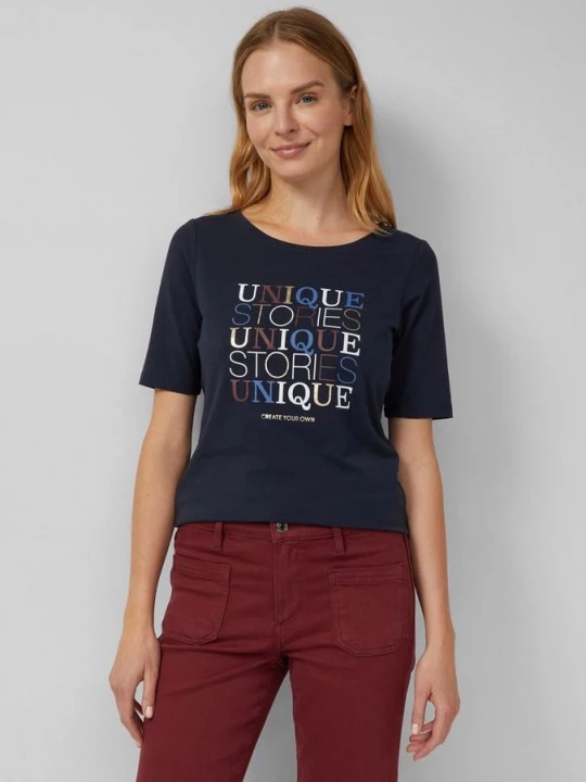Foto van product Slim fit jersey overhemd met print aan de voorkant s.Oliver blauw