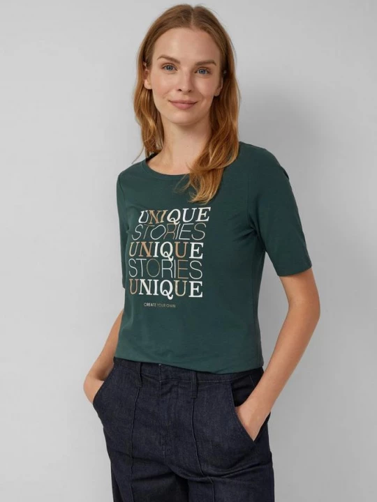 Foto van product Slim fit jersey overhemd met print aan de voorkant s.Oliver petrol